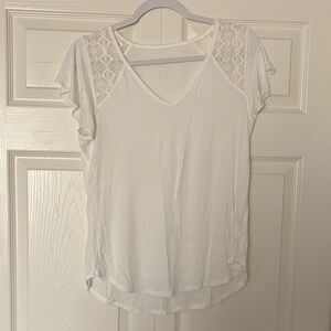 Grace & Lace White Short Sleeve Top with Lace Detail